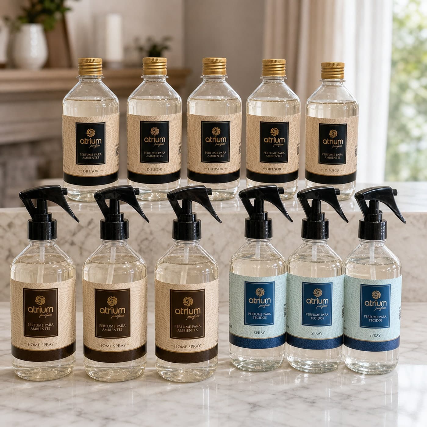 Atrium Parfum Kit 5 Difusores + 3 Home Sprays + 3 Águas — Kits Econômicos kit
